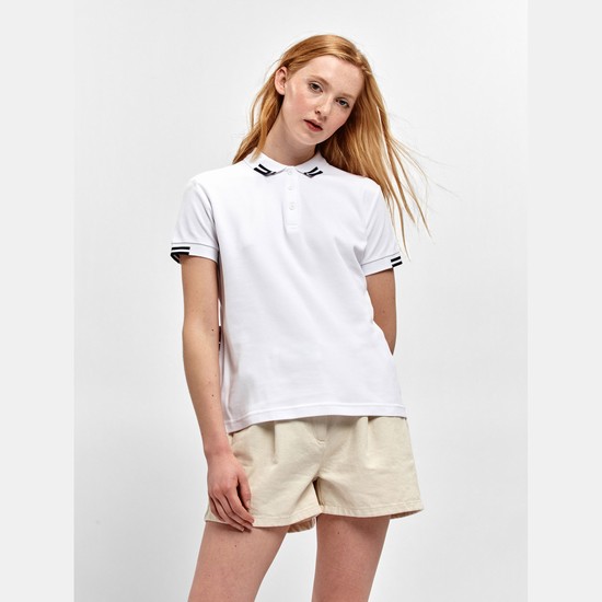 Aigle Technical Short-sleeved Polo Shirts Women White ZA-16247